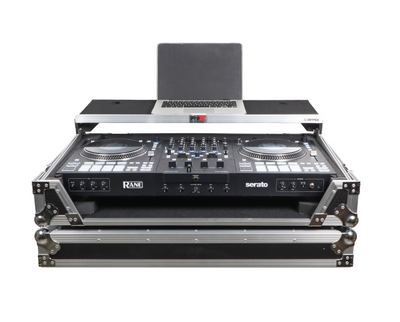 ProX XS-RANEFOURWLT - ATA Flight Style Road Case For RANE Four or RANE Performer DJ Controller with Laptop Shelf 1U Rack Space and Wheels