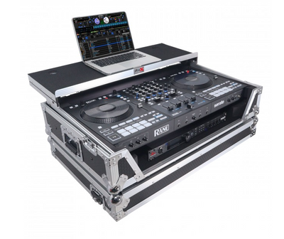 ProX XS-RANEFOURWLT - ATA Flight Style Road Case For RANE Four or RANE Performer DJ Controller with Laptop Shelf 1U Rack Space and Wheels