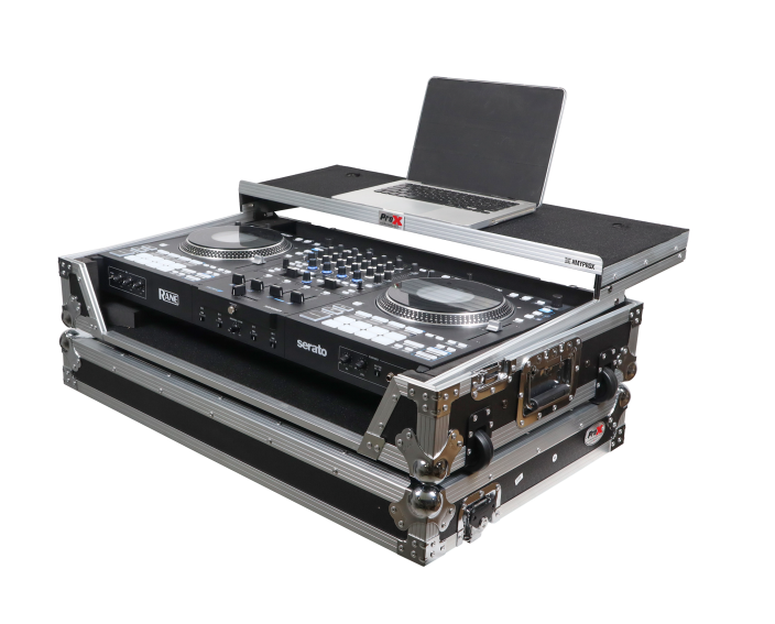ProX XS-RANEFOURWLT - ATA Flight Style Road Case For RANE Four or RANE Performer DJ Controller with Laptop Shelf 1U Rack Space and Wheels