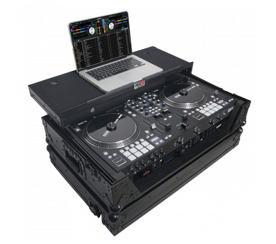 ProX XS-RANEONEWLTBL - Flight Case For RANE ONE DJ Controller W-Sliding Laptop Shelf & Wheels| Black on Black