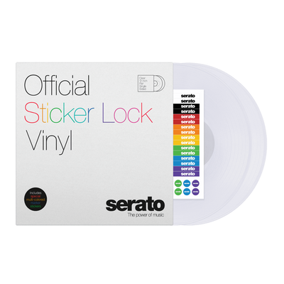 Serato 12" Sticker Lock - Single-sided Serato Control Vinyl 12" in Clear, with Special Marker Stickers in Multiple Colors (Pair)
