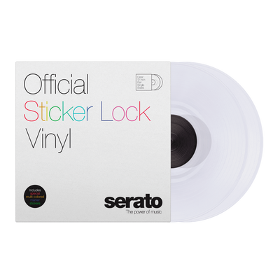 Serato 12" Sticker Lock - Single-sided Serato Control Vinyl 12" in Clear, with Special Marker Stickers in Multiple Colors (Pair)
