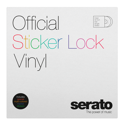 Serato 12" Sticker Lock - Single-sided Serato Control Vinyl 12" in Clear, with Special Marker Stickers in Multiple Colors (Pair)