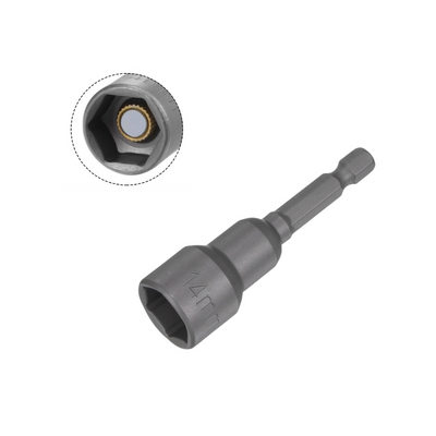 ProX 14mm Magnetic Hex Socket for Bolts – 65mm Length, 1/4" Hex Shank, CR-V Power Nut Driver for Drills
