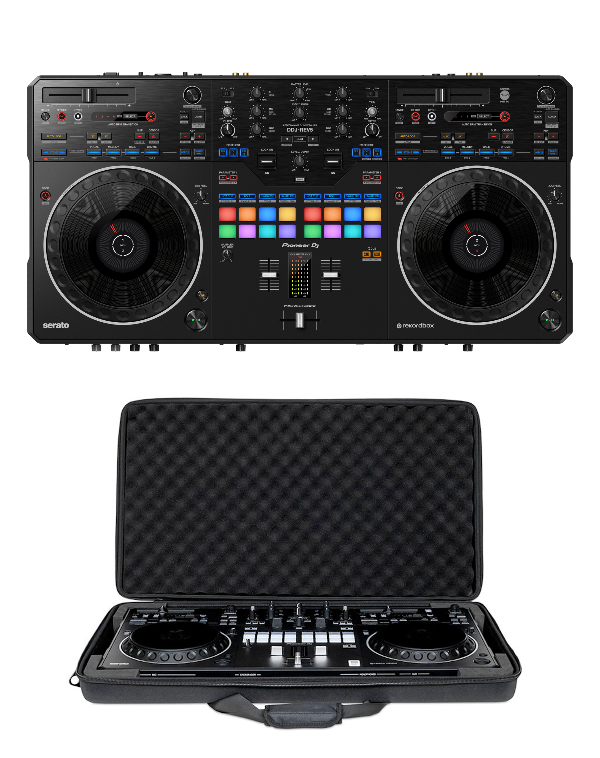 Pioneer DJ DDJ-REV5 + Headliner HL12010 Case Bundle