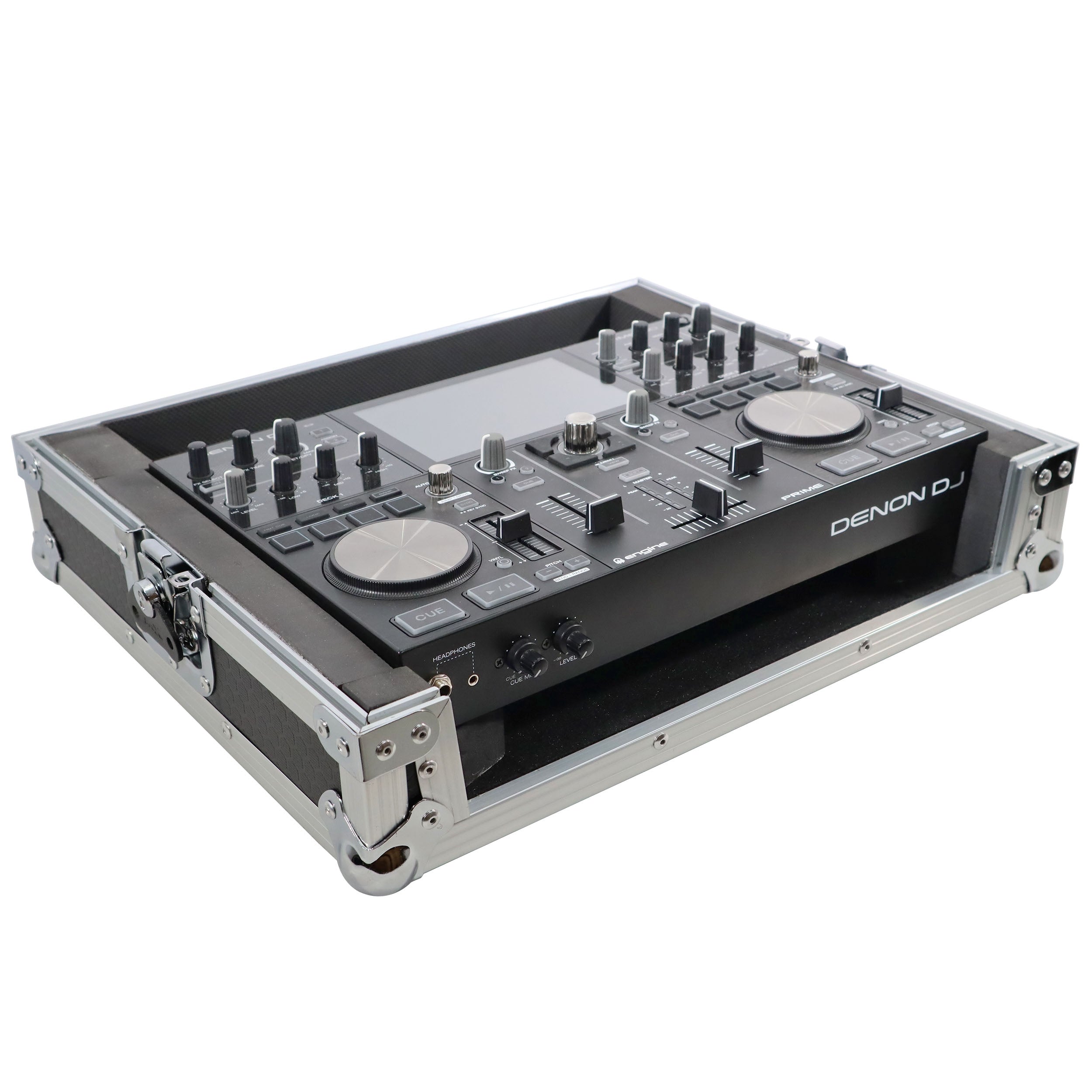 ProX X-PRIMEGO - ATA Style Flight Travel Case for Denon DJ Prime Go Digital Controller - Silver On Black