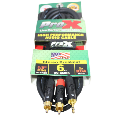 ProX XC-CMR06 - 3FT 3.5mm TRS to DUAL RCA-M CABLE