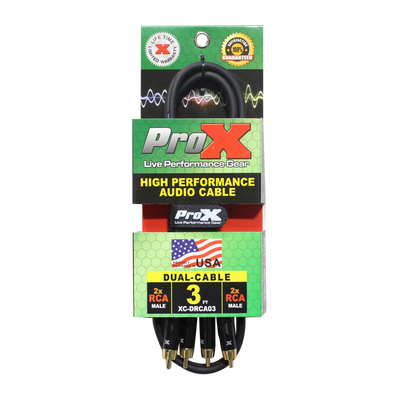 ProX XC-DRCA3 - 3' Ft. High Performance RCA Male to RCA Male Balanced Audio Cable