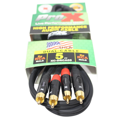 ProX XC-DRCA5 - 5FT Dual RCA Male to Dual RCA Male