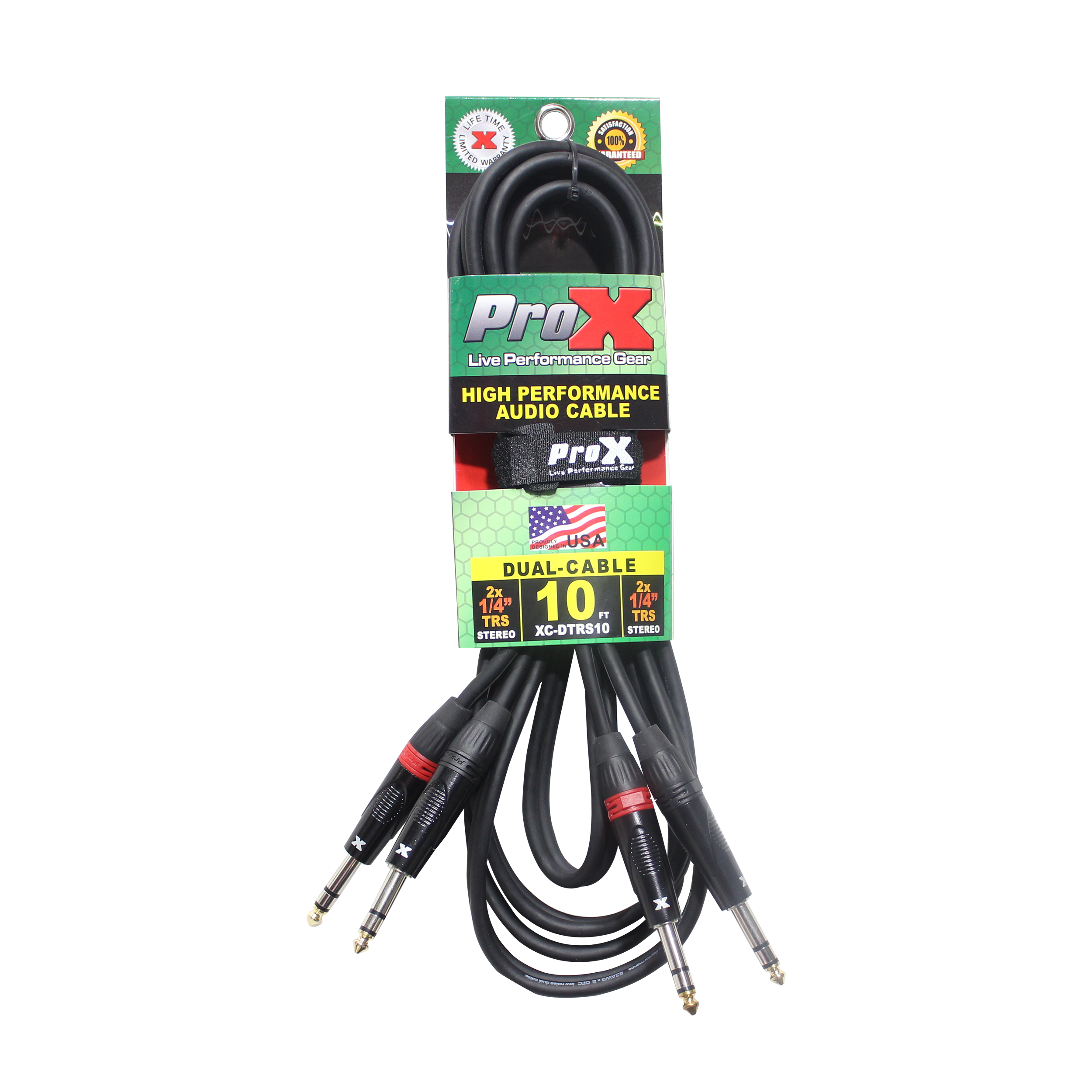 ProX XC-DTRS10 - 10 Ft. Balanced Dual 1/4" TRS-M to Dual 1/4" TRS-M High Performance Audio Cable
