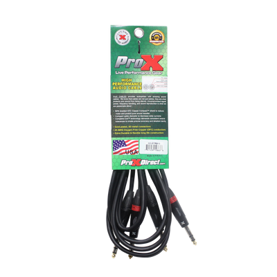 ProX XC-DTRS10 - 10 Ft. Balanced Dual 1/4" TRS-M to Dual 1/4" TRS-M High Performance Audio Cable