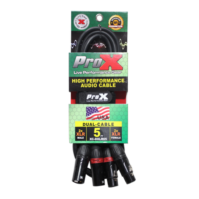 ProX XC-DXLR05 5' Ft. Balanced Dual XLR-M to Dual XLR-F High Performance Audio Cable