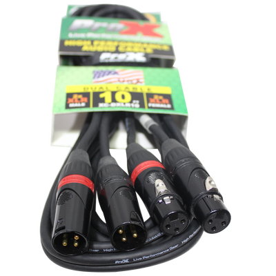 ProX XC-DXLR10 - 10' Ft. Balanced Dual XLR-M to Dual XLR-F High Performance Audio Cable