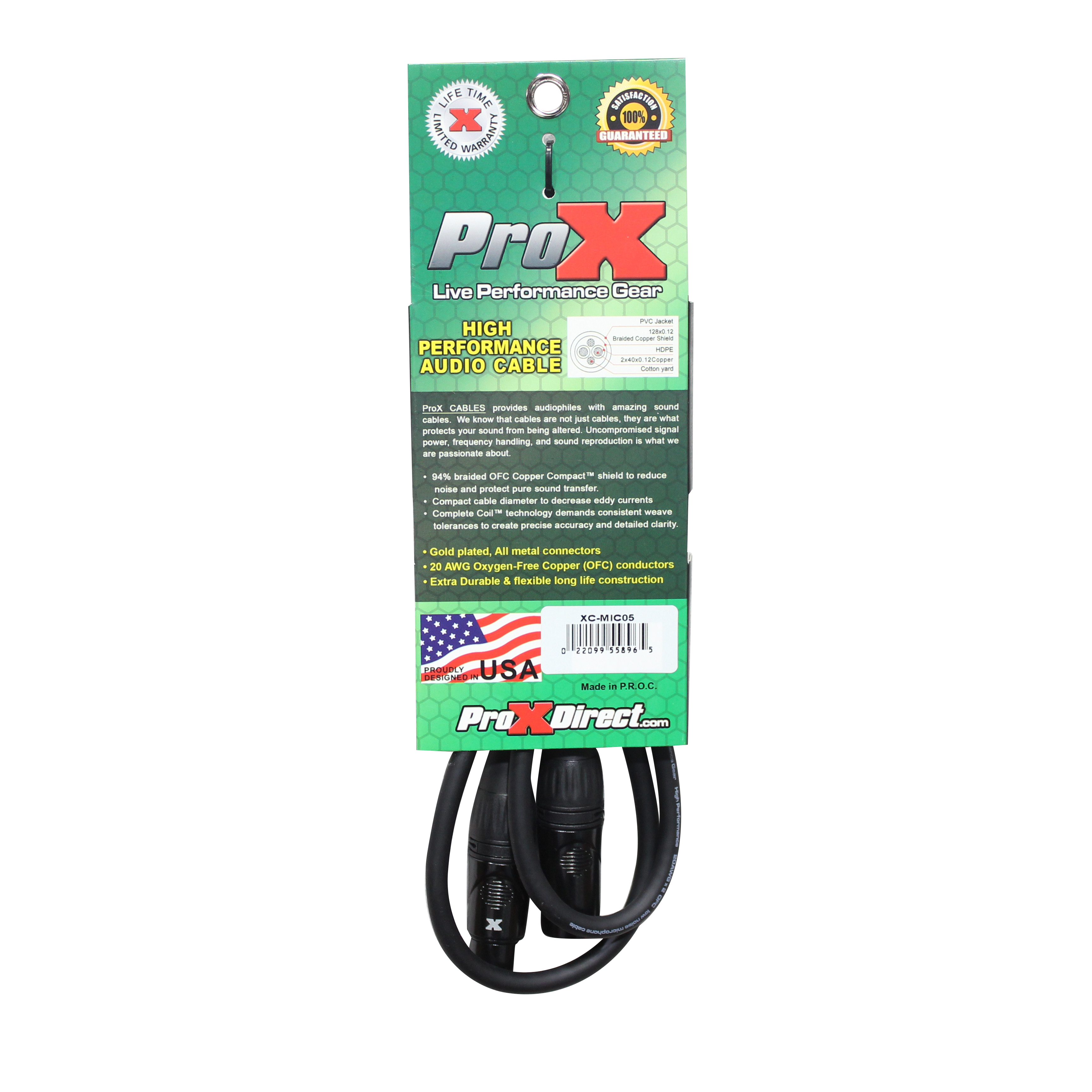 ProX XC-MIC05 - 5 Ft. Balanced XLR-F to XLR-M High Performance Microphone Cable