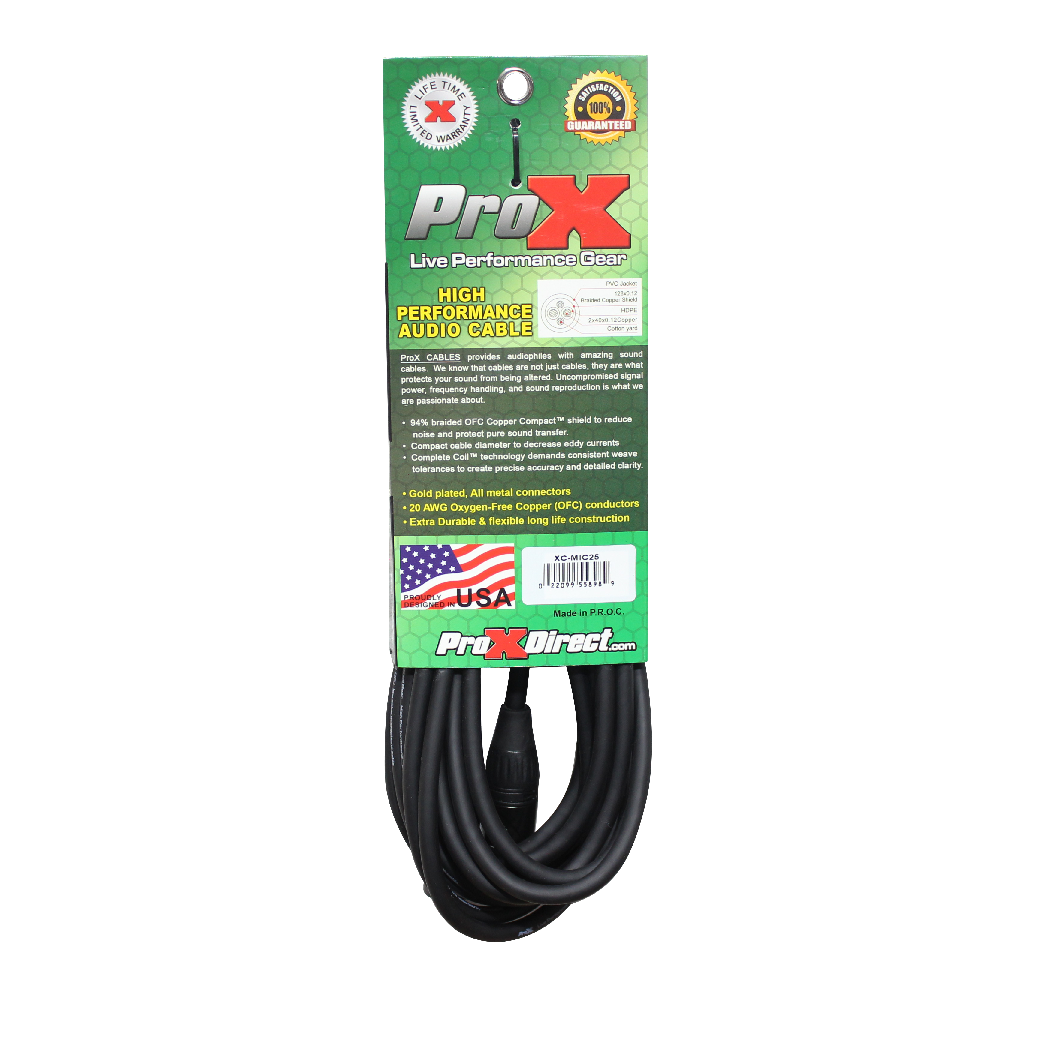 ProX XC-MIC25 - 25 Ft. Balanced XLR-F to XLR-M High Performance Microphone Cable