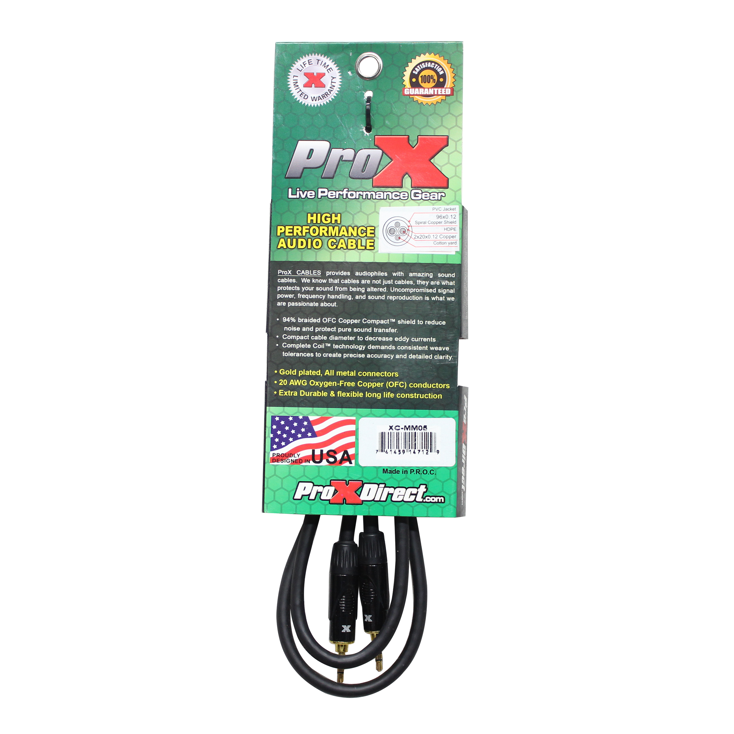 ProX XC-MM05 - 5 Ft. Balanced TRS-M Mini 1/8" to TRS-M Mini 1/8" High-Performance Audio Cable
