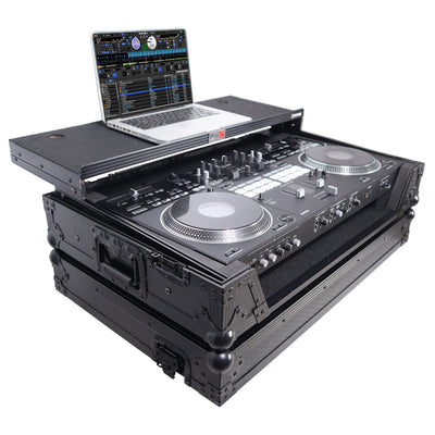 ProX XS-DDJREV7WLTBL - ATA Style Flight Case for Pioneer DDJ-REV7 DJ Controller with Laptop Shelf Wheels and 1U Rackspace Black Finish