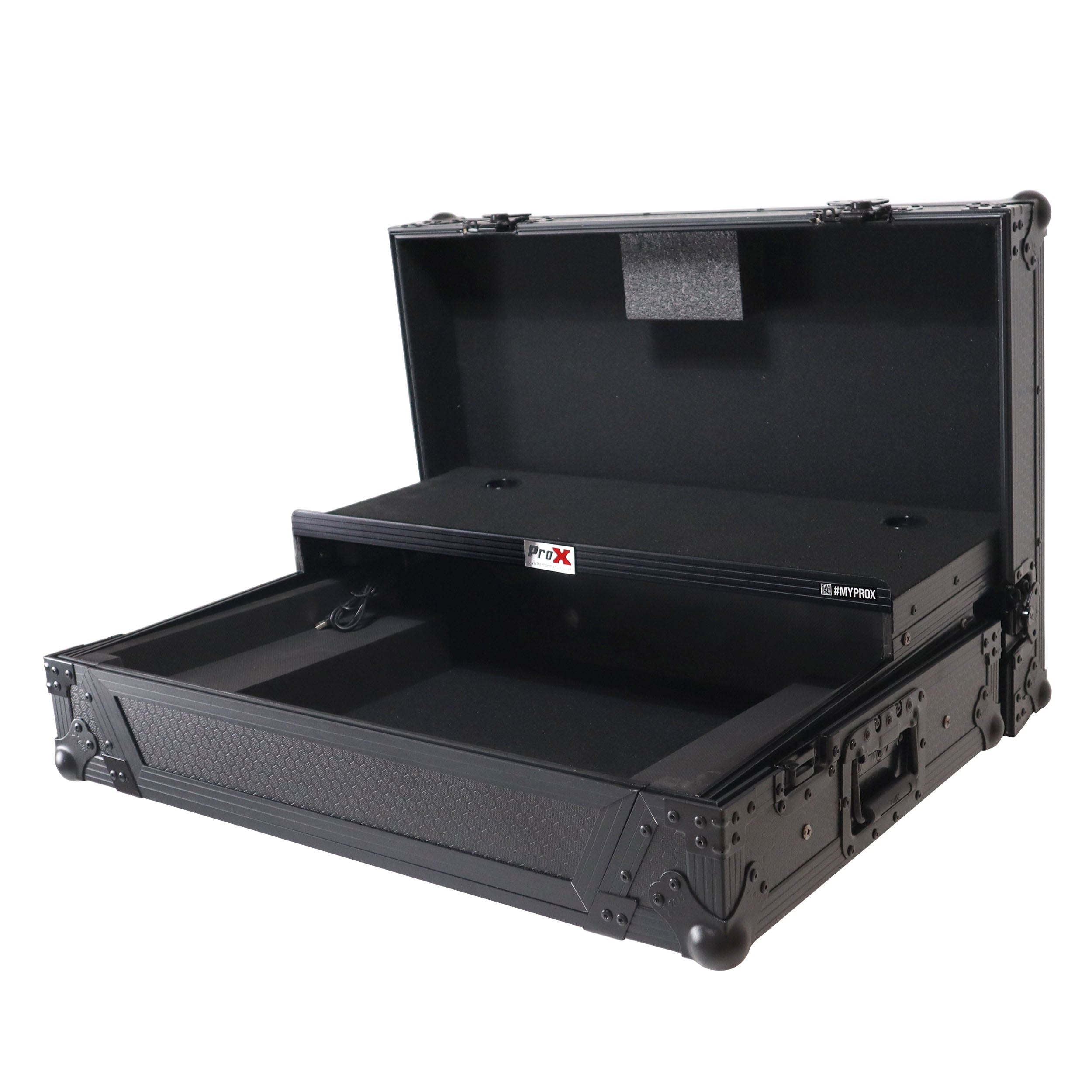 ProX XS-MIXON8 LTBL LED - ATA Flight Style Road Case For Mixon 8 Pro with Laptop Shelf and LED Black Finish