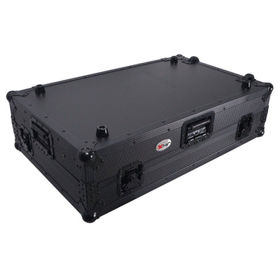 ProX XS-RANEFOURWLTBLLED - ATA Flight Style Road Case For RANE Four or RANE Performer DJ Controller with Laptop Shelf 1U Rack Space LED and Wheels - Black