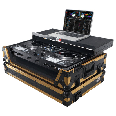 ProX XS-RANEONEWLTFGLD - ATA Flight Style Road Case for RANE ONE DJ Controller with Laptop Shelf in Limited Edition Gold