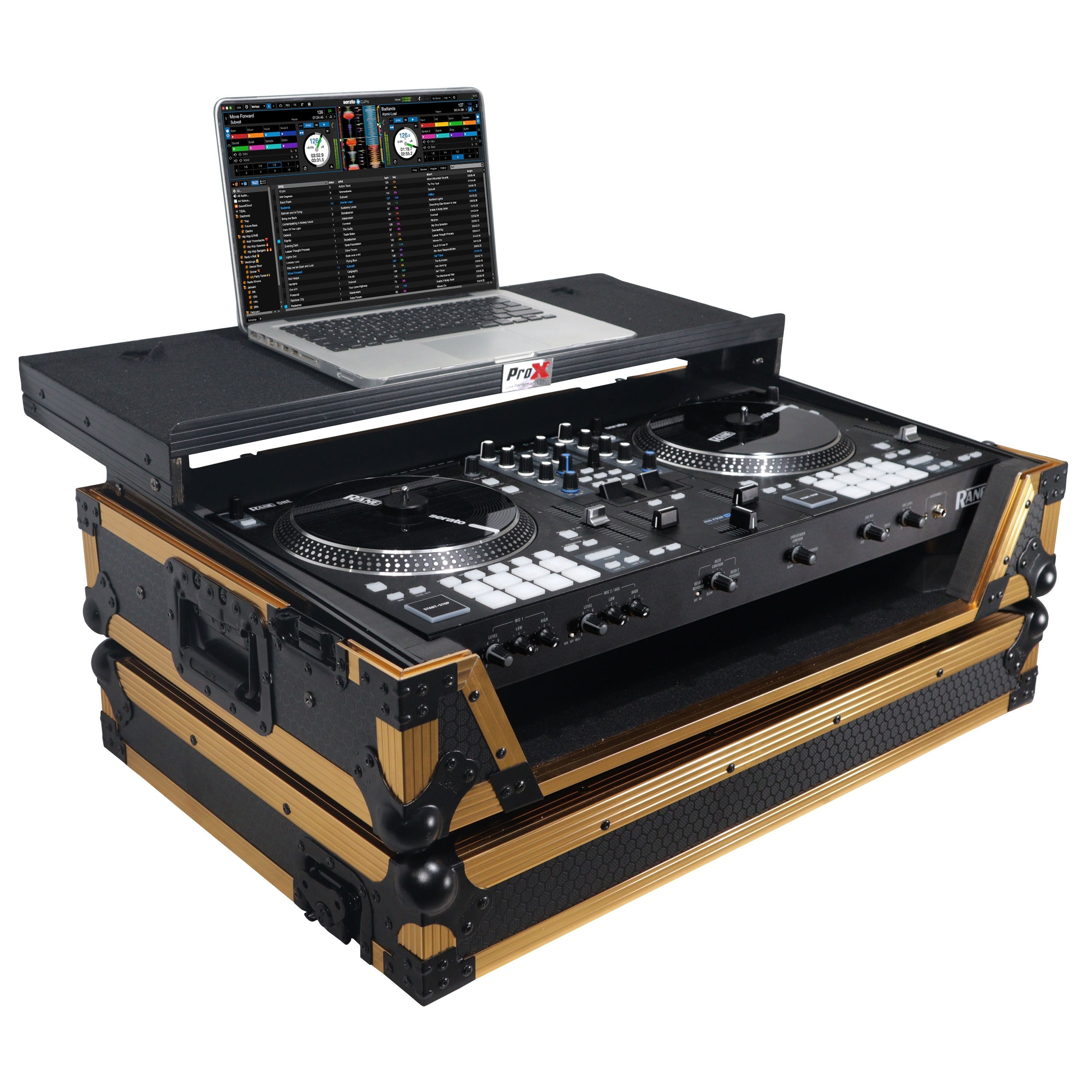 ProX XS-RANEONEWLTFGLD - ATA Flight Style Road Case for RANE ONE DJ Controller with Laptop Shelf in Limited Edition Gold