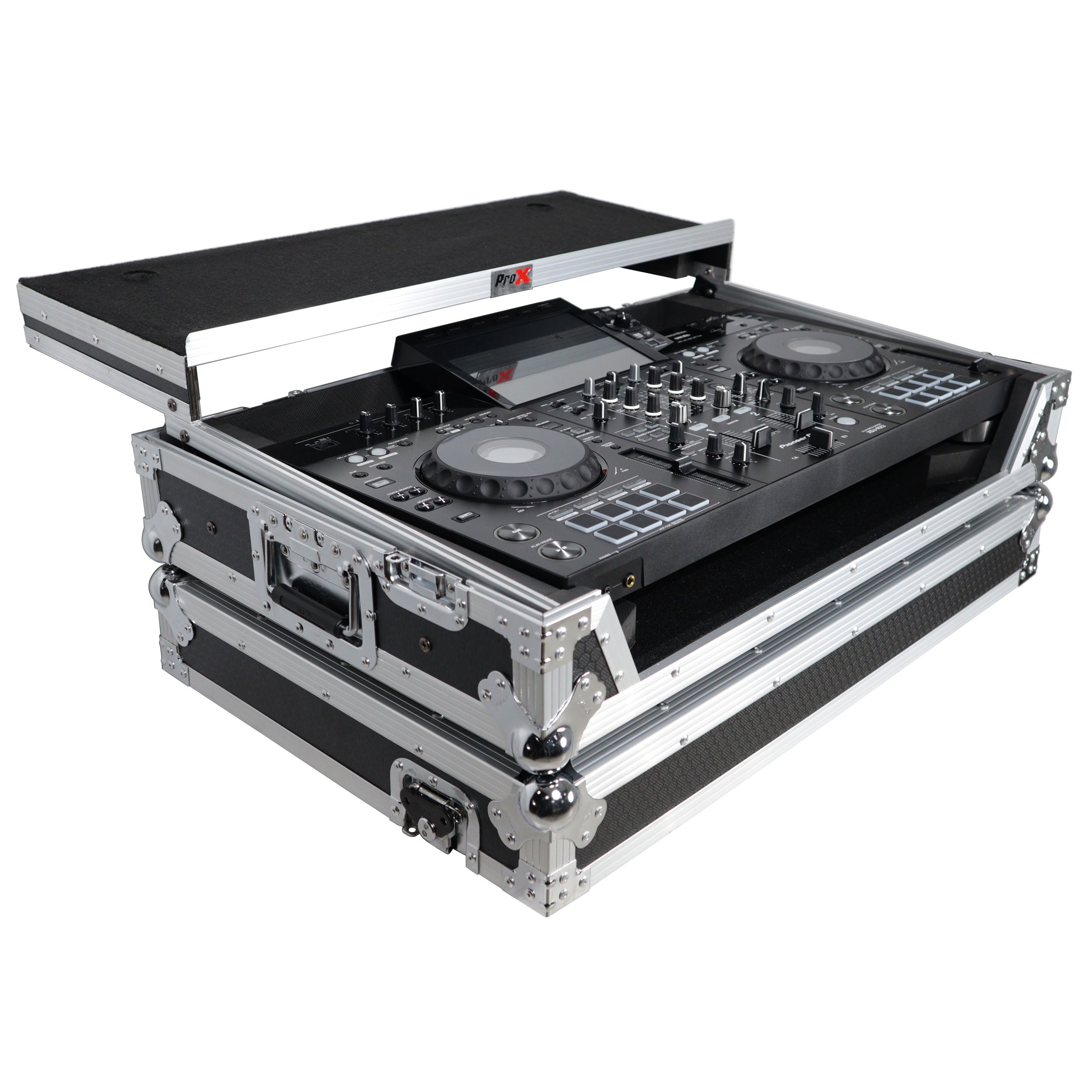 ProX XS-XDJRX3WLT - ATA Flight Case ATA Flight Case For Pioneer DDJ-REV5 XDJ-RX3 DJ Controller with Laptop Shelf 1U Rack Space and Wheels