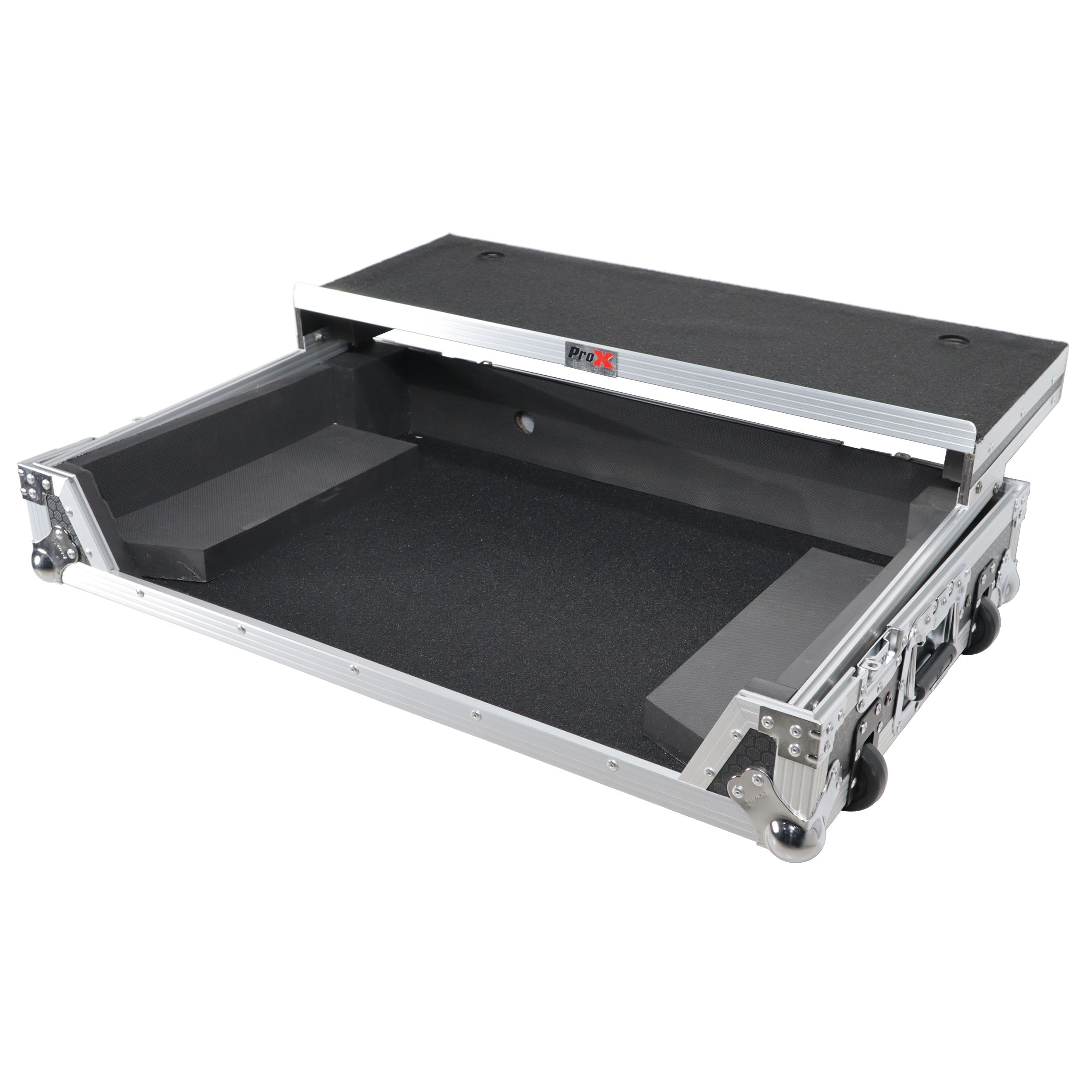 ProX XS-XDJRX3WLT - ATA Flight Case ATA Flight Case For Pioneer DDJ-REV5 XDJ-RX3 DJ Controller with Laptop Shelf 1U Rack Space and Wheels