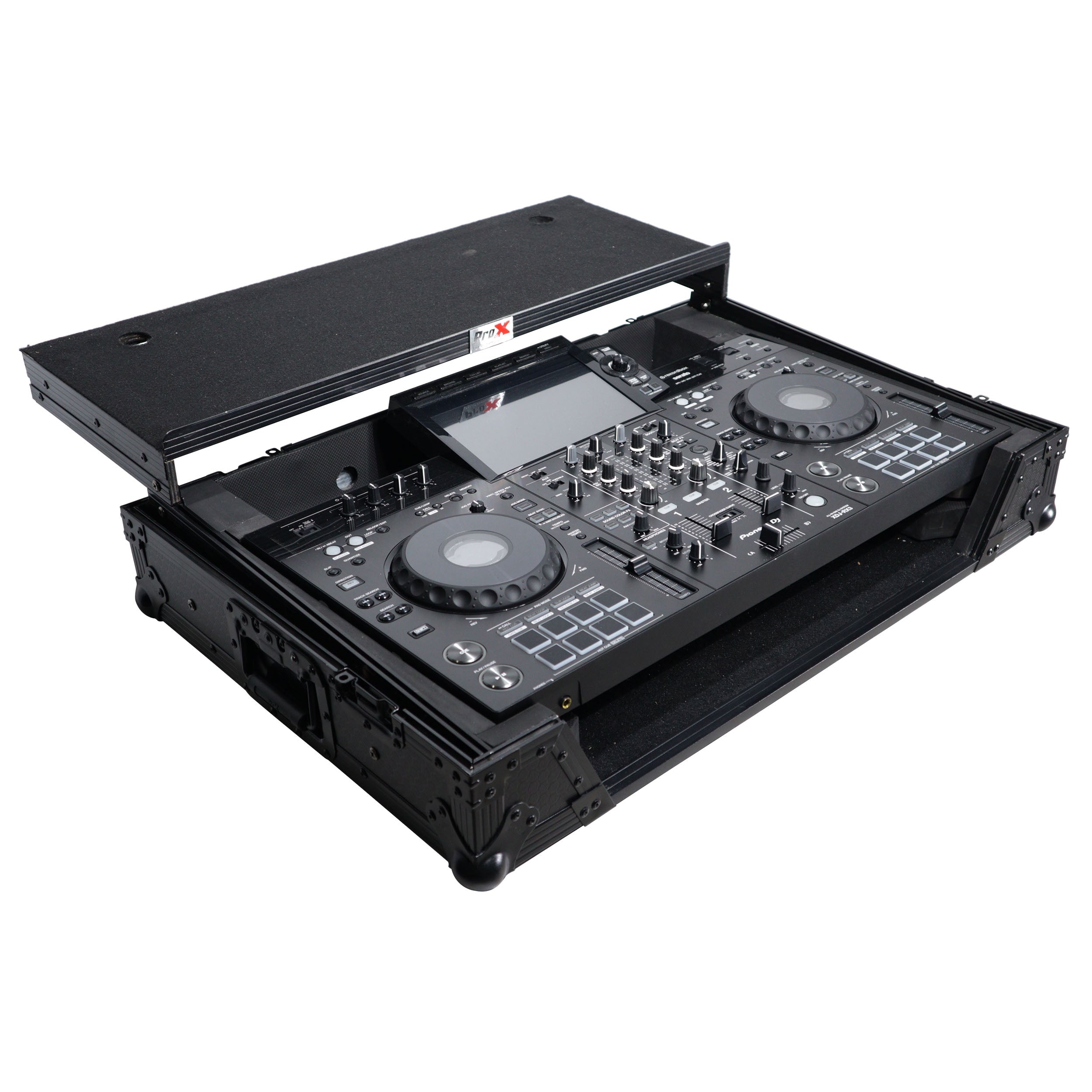 ProX XS-XDJRX3WLTBL - ATA Style DJ Controller Case for Pioneer DDJ-REV5 XDJ-RX3 RX2 Case with Laptop Shelf and Wheels | Black Finish