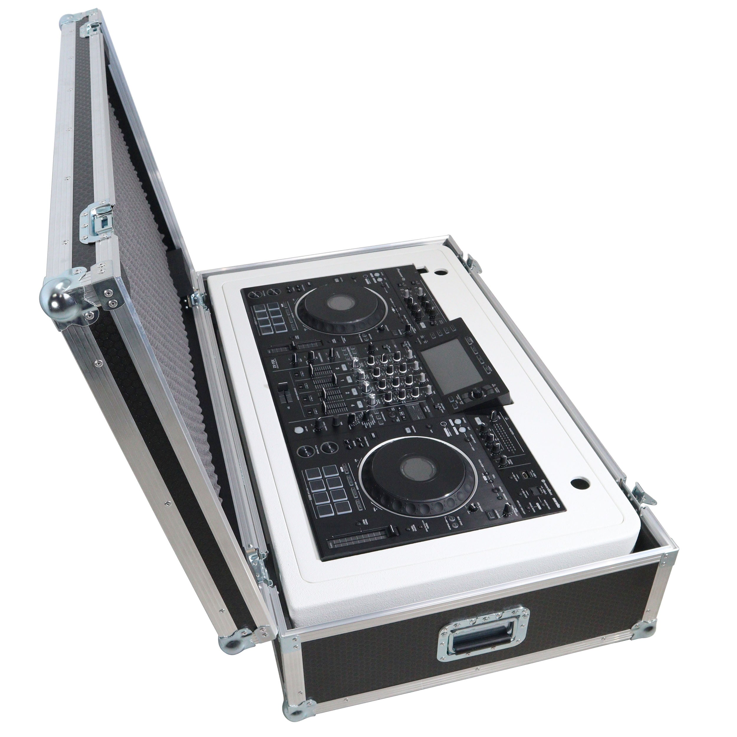 ProX XZF-DJCTWCASE - Control Tower DJ Podium with Road Cases for Pioneer DDJ-REV7 XDJ-XZ FLX10 RANE Four (White)