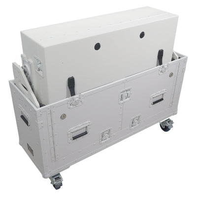 ProX XZF-UCXXWHITE - Flip-Ready Hydraulic DJ Flight Case For Pioneer DDJ-REV7 XDJ-XZ Opus Quad with Wheels and 2x Laptop Trays (White)