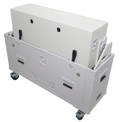 ProX XZF-UCXXWHITE - Flip-Ready Hydraulic DJ Flight Case For Pioneer DDJ-REV7 XDJ-XZ Opus Quad with Wheels and 2x Laptop Trays (White)