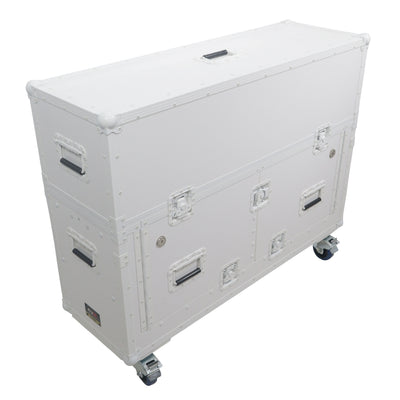 ProX XZF-UCXXWHITE - Flip-Ready Hydraulic DJ Flight Case For Pioneer DDJ-REV7 XDJ-XZ Opus Quad with Wheels and 2x Laptop Trays (White)