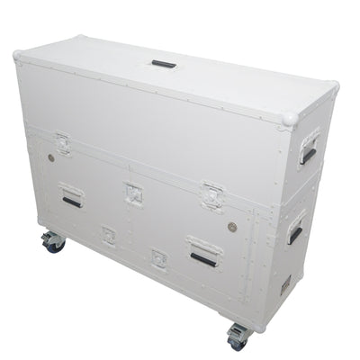 ProX XZF-UCXXWHITE - Flip-Ready Hydraulic DJ Flight Case For Pioneer DDJ-REV7 XDJ-XZ Opus Quad with Wheels and 2x Laptop Trays (White)