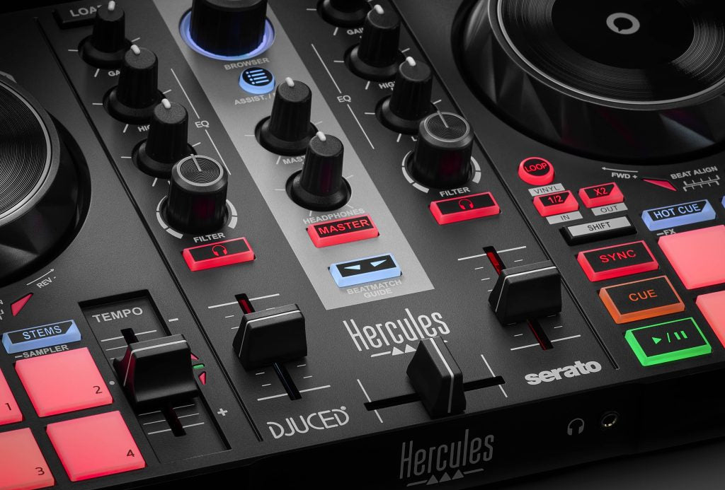 Hercules DJ Control Inpulse 200 MK2 - 2-Channel DJ Controller for Serato DJ Lite and Djuced with built in light guides for learning DJs.