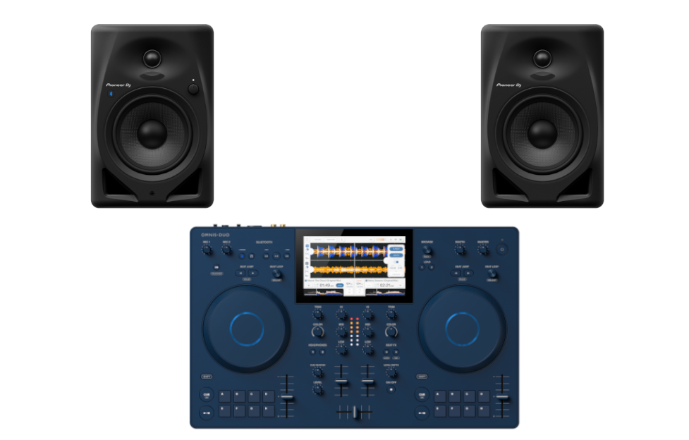 AlphaTheta OMNIS-DUO + Pioneer DJ DM-50D-BT (Pair, Black) Bundle