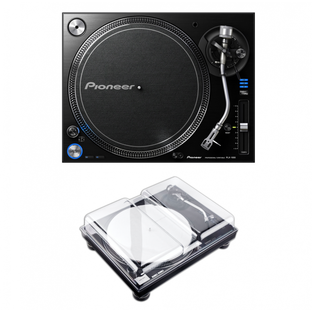 Pioneer DJ PLX-1000 Turntable + Decksaver DS-PC-SL1200 Bundle