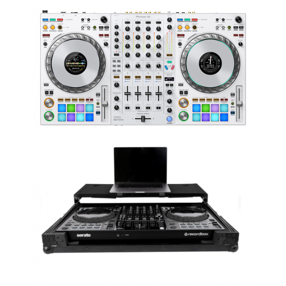 Pioneer DJ DDJ-FLX10-W (White) + Headliner HL10012 Case Bundle