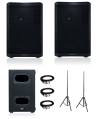 QSC CP8 (Pair) + KS112 (Single) + Speaker Stands and XLR Cables Bundle