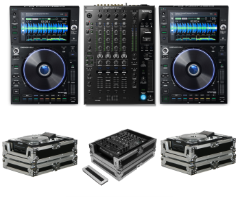 Denon DJ SC6000 Players + Denon DJ X1850 Mixer, Odyssey FZCDJ & FZ12MIXXD Cases Bundle