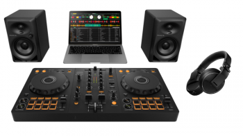 Pioneer DJ DDJ-FLX4 "DJ Starter Bundle" with DM-40-D Monitors and HDJ-X5-K Headphones