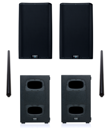 QSC K12.2 Speakers + KS112 Subwoofers + SP-36 Poles Bundle