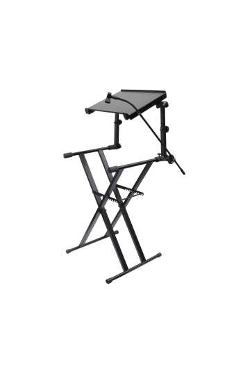 Odyssey LTBXS2MTCP - X-Stand Combo Pack Dual Tier Heavy-Duty Folding Stand with Microphone Boom and Laptop/Gear Shelf