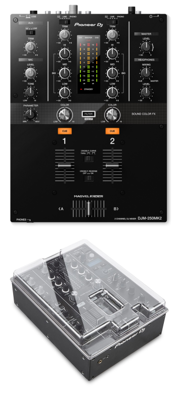 Pioneer DJ DJM-250MK2 + Decksaver DS-PC-DJM250MK2450 Cover Bundle
