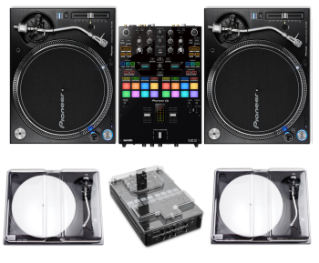 Pioneer DJ DJM-S7 Mixer With a Pioneer DJ PLX-1000 Turntable and Decksaver Covers Bundle