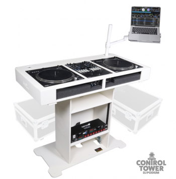 ProX XZF-DJXLCT W CASE - DJ Control Tower with 2 Flight cases (White)