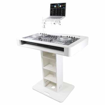ProX XZF-DJCTWCASE - Control Tower DJ Podium with Road Cases for Pioneer DDJ-REV7 XDJ-XZ FLX10 RANE Four (White)