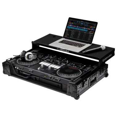 Odyssey FZGSDDJREV5CWBL - Black Label DDJ-REV5 1U Flight Case with Glide Style Laptop Platform and Corner Wheels