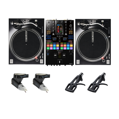 Pioneer DJ DJM-S11 + Reloop RP-7000 MKII (Black) with Cartridges and Headshells Bundle