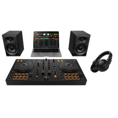 Pioneer DJ DDJ-FLX4 "DJ Starter Bundle" with DM-40-D Monitors and HDJ-X5-K Headphones