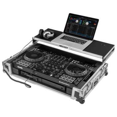 Odyssey FZGSDDJFLX10CW - Pioneer DJ DDJ-FLX10 1U Flight Case with Glide Style Laptop Platform and Corner Wheels (CONTROLLER NOT INCLUDED)
